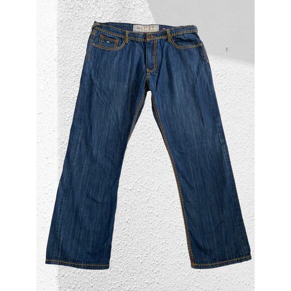Akoo Dark Wash Jeans, Straight Leg,Embroidered Pockets,  Size 40/32 - Picture 1 of 8